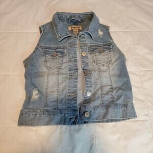 Blue spice large (10) girls distressed denim vest